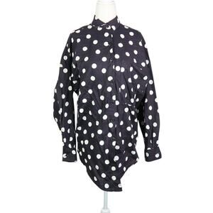 Vintage 90s Mirrors Black and White Polka Dot Button Down Top M